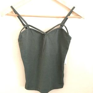 HEART & HIPS Olive Cage Front Crop Tank Top - S